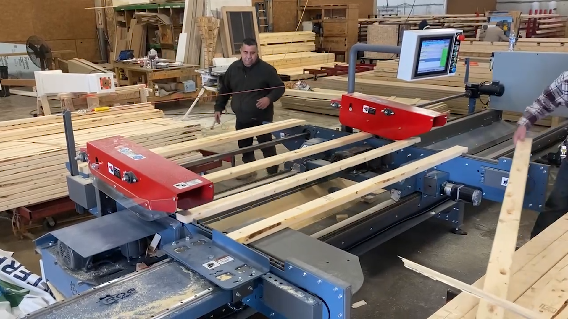 View of the Woodchuck Lumber Saw While Cutting Lumber